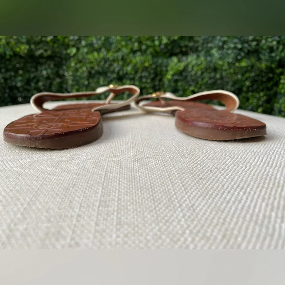 GUC Tory Burch Thora Flip Flop in White Leather - Picture 4 of 7